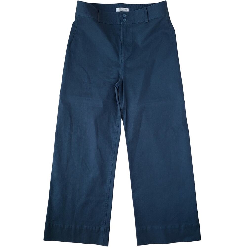 Margaret O'Leary Wide Leg High Waist Blue Cotton Blend Chino Pants Womens Medium